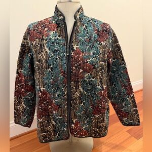 Vintage 90s BFA Classics Textured Tapestry Full Zip Jacket with Earth Tones